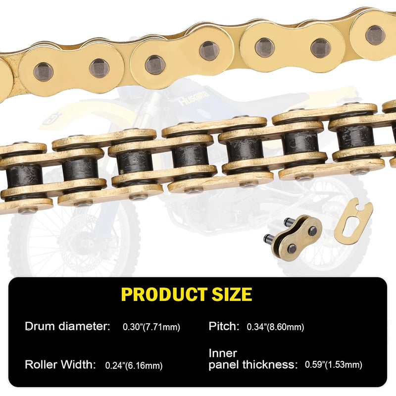 C-Tzu Gold 520 X-Ring Motorcycle Chain 140 Links for Off-Road and ATV with Connecting Master Link - Enhanced Durability & Universal Fit - Image 2